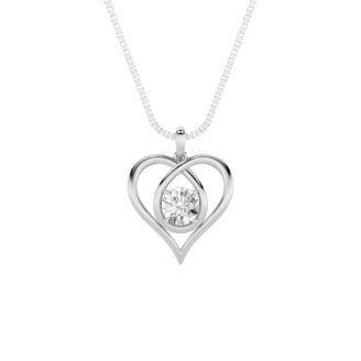 1.5Cttw Round Shaped Lab Grown Diamond (F/VS) Heart Shaped Pendant in 14K Gold
