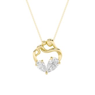 3Cttw Pear Shaped Lab Grown Diamond (F/VS) Heart Shaped Pendant in 14K Gold