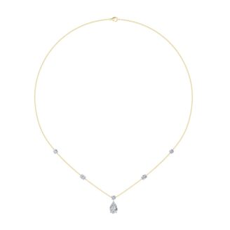 3Cttw Pear Shaped Lab Grown Diamond (F/VS) Strata Chic Collection Necklace in 14K Gold