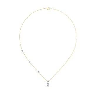 3.5Cttw Oval Shaped Lab Grown Diamond (F/VS) Strata Chic Collection Necklace in 14K Gold