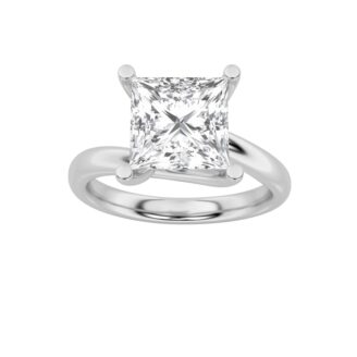 1Cttw Princess Shaped Lab Grown Diamond (F/VS) Bypass Shank Engagement Ring in 14K Gold
