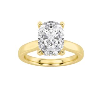 1Cttw Elongated Cushion Shaped Lab Grown Diamond (F/VS) Hidden Halo Cathedral Shank Engagement Ring in 14K Gold