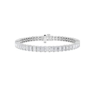 12.5Cttw Emerald Shaped Lab Grown Diamond (F/VS) East West Line Bracelet in 14K Gold